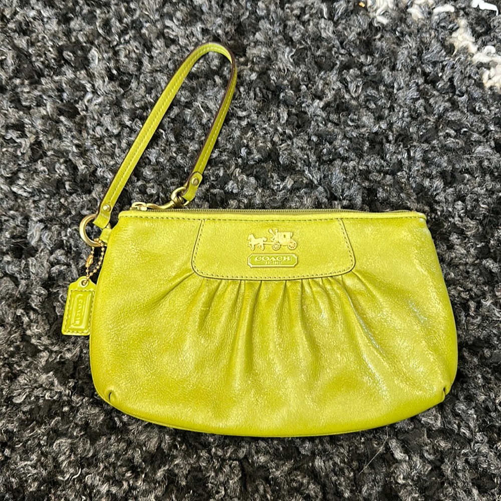 Bright green coach wristlet